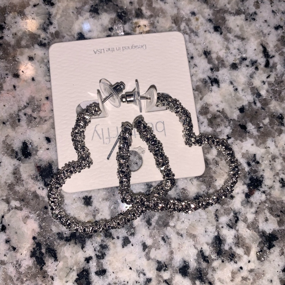 Silver Heart-Shaped Earrings